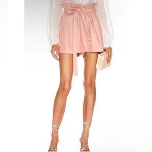 Alexis Jolan 100% Linen High Waisted Shorts in pink blush size XS